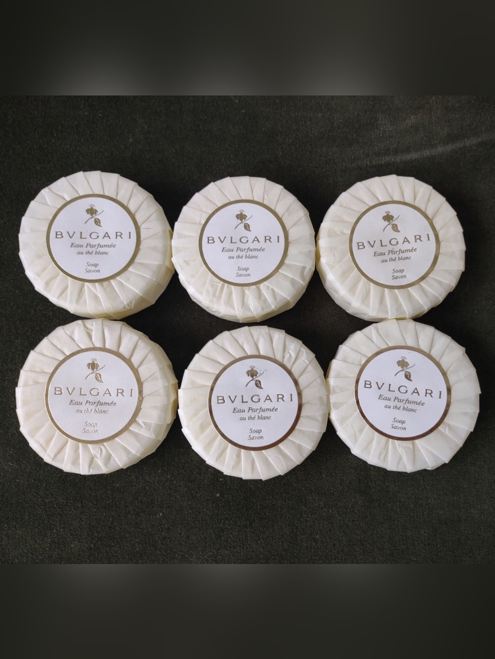 Bvlgari au thé Blanc White Tea Soap Set 6 Bars 1.7 Oz Ea.